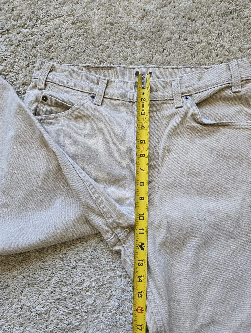 Levis 550 Relaxed Fit Tapered Leg Jeans Mens 33×32 Beige Khaki Made In USA